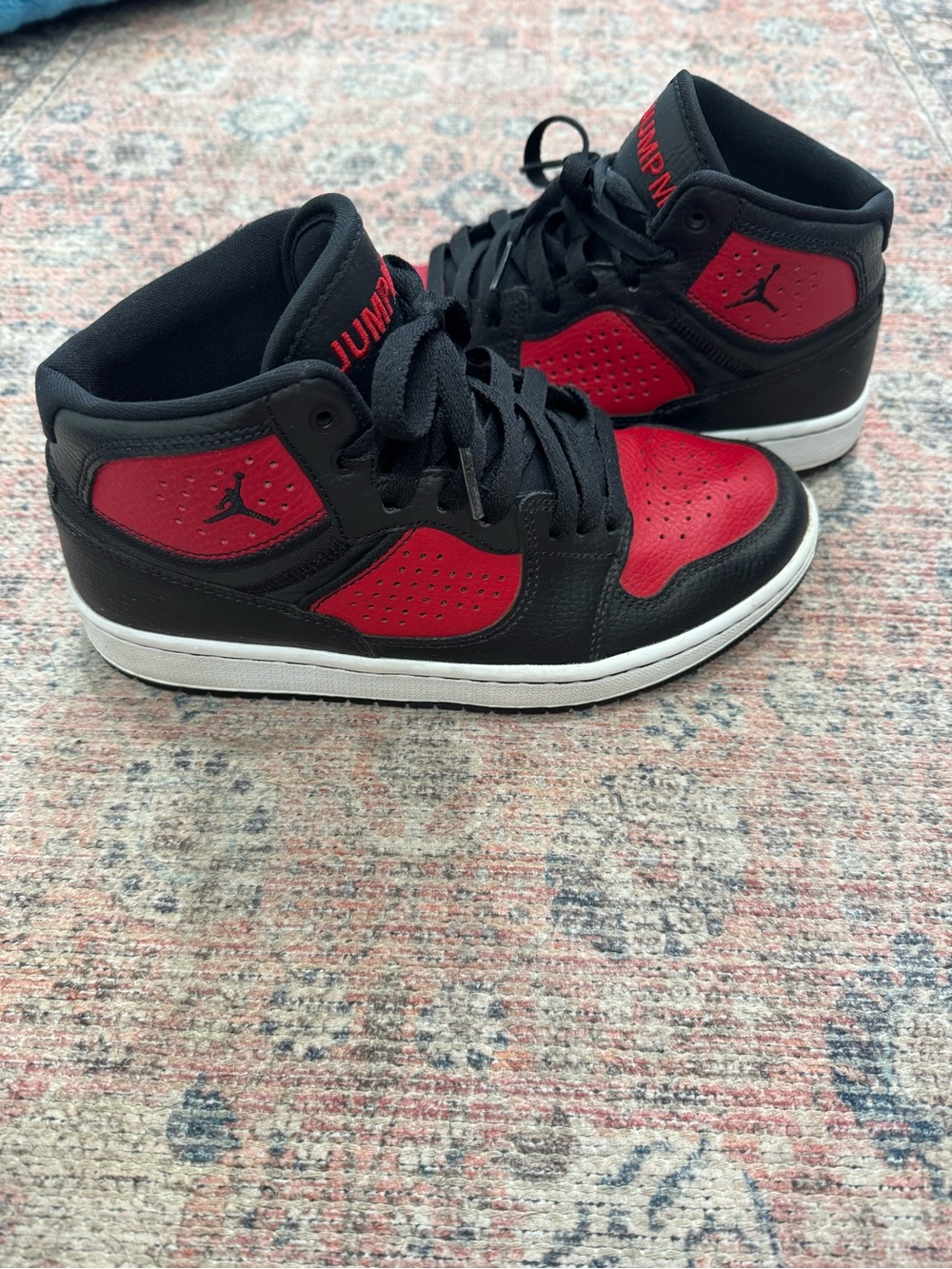 Jordan Kids Black & Red Mid-Top Sneakers